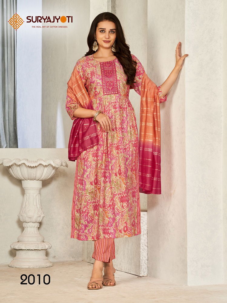 Padmavati Vol 2 By Suryajyoti Naira Cut Kurti With Pant Dupatta wholesale market in Surat
